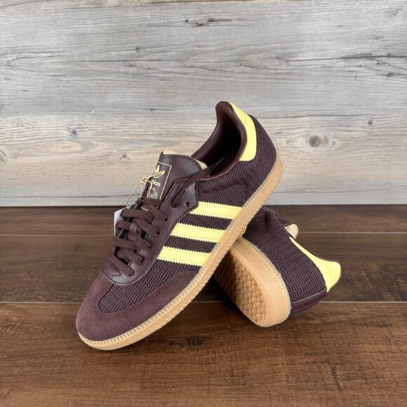 adidas Samba OG Womens Size 10.5 Shadow Brown Powder Yellow Gum 3 JR8167 - Picture 1 of 9